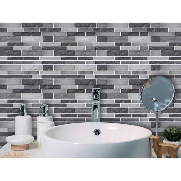 Art3d 12 12 Vinyl Peel And Stick Backsplash Tile 10 Pack Black Marble Mix Overstock 31500805