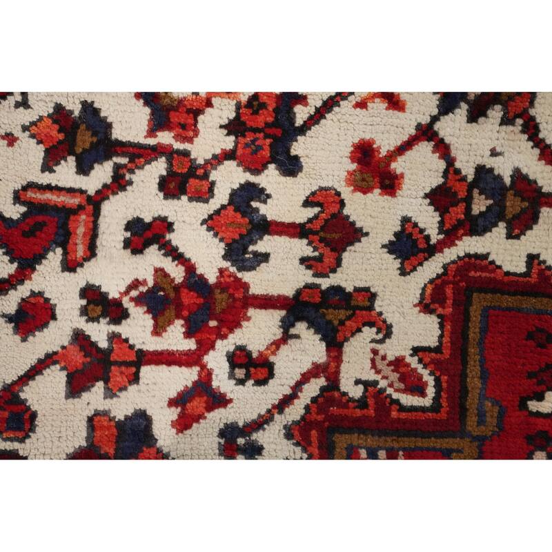 Hand Knotted Oriental 100% Wool Carpet Traditional Medallion Red Heriz Area Rug - 8' 11'' X 6' 11''
