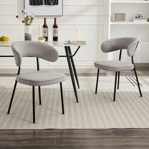XINMICS Dining Chairs with Curved Backrest, Modern Fabric