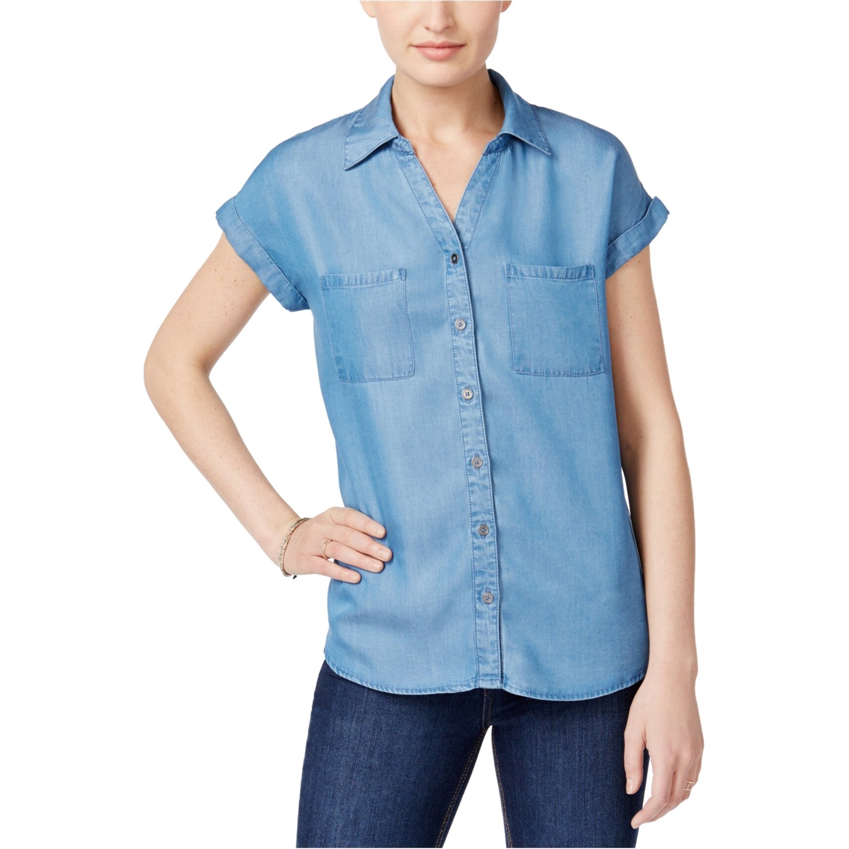 denim button up womens
