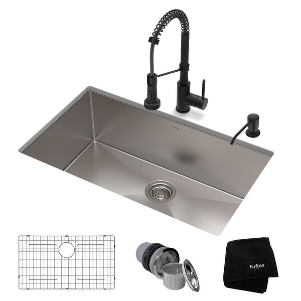Kraus 3-in-1 Set Undermount Kitchen Sink, Pulldown Faucet, Dispenser. Opens flyout.