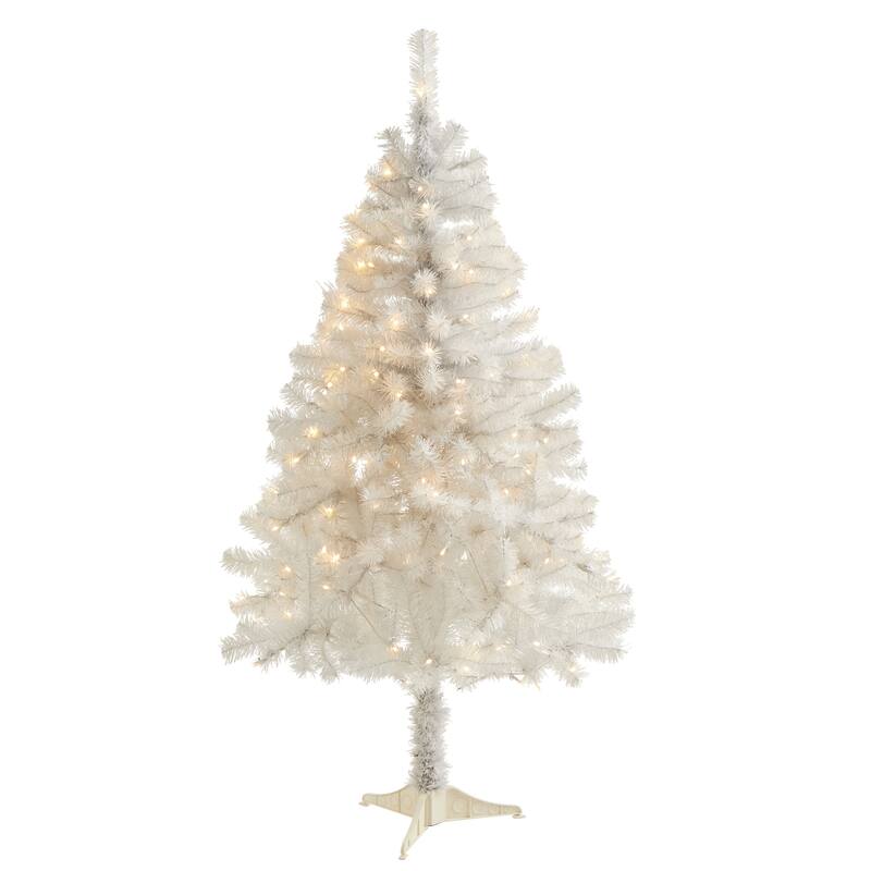 5' White Christmas Tree with 350 Branches and 150 Clear LED Lights