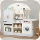 preview thumbnail 3 of 5, Wooden Play Kitchen with Toy Double-Door Refrigerator & Cooking Set Accessories