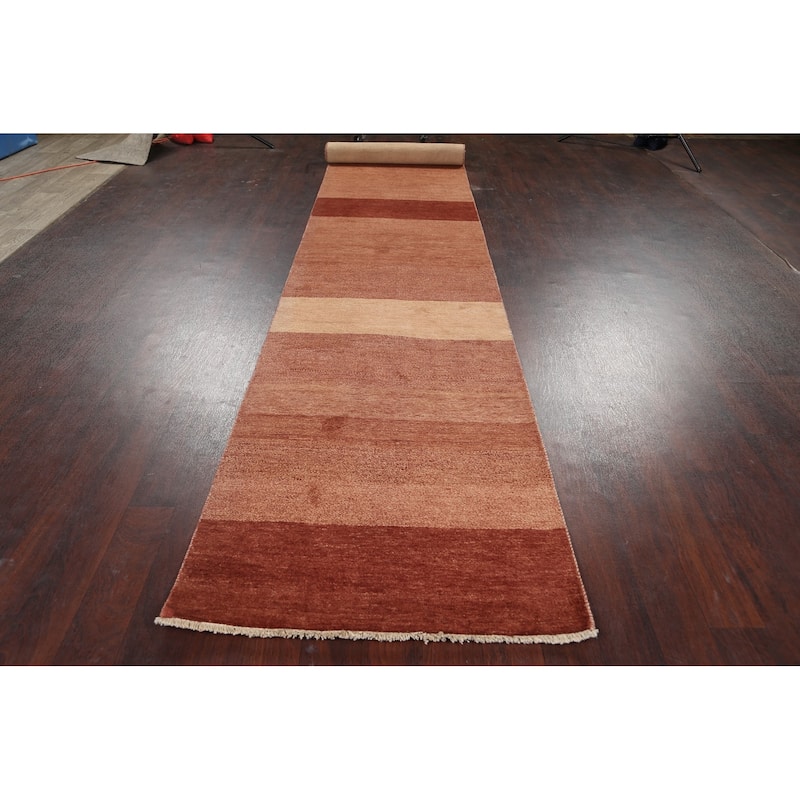 Modern Gabbeh Kashkoli Oriental Runner Rug Wool Hand-knotted Carpet - 2'9" x 16'8"
