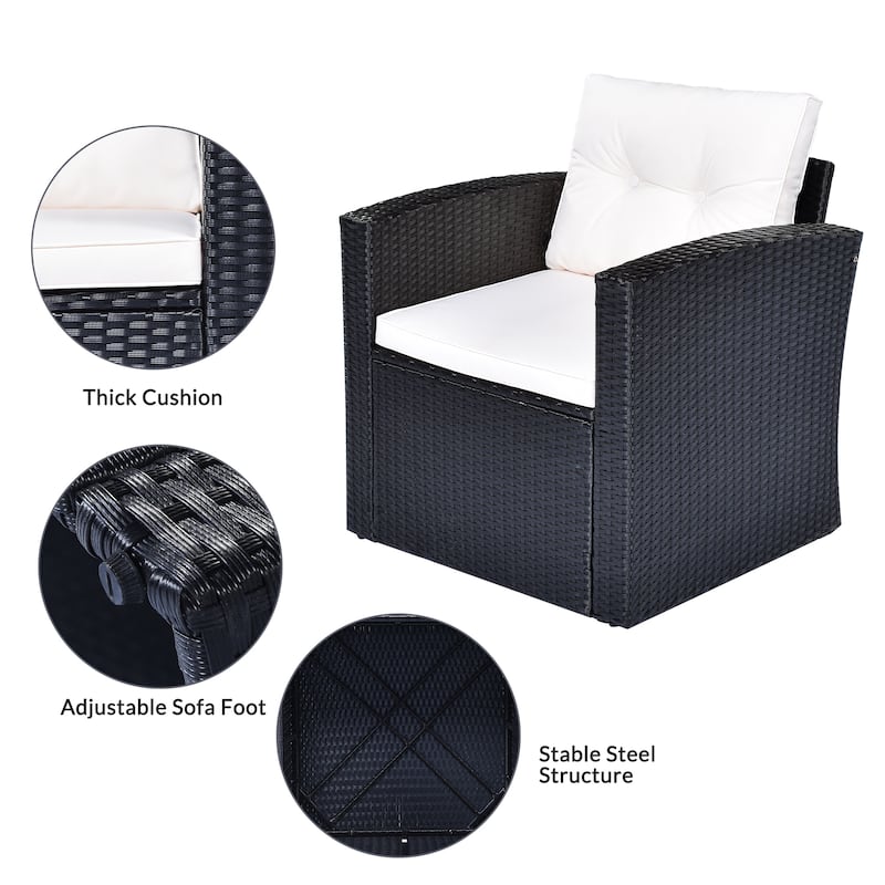 6-Piece All-Weather Wicker PE Rattan Conversation Sectional Set with Coffee Table