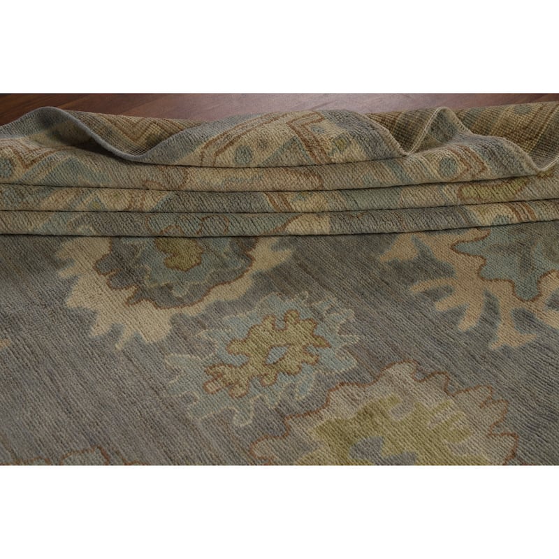 Hand Knotted Oriental 100% Wool Carpet Transitional All-Over Greys & Charcoal Oushak Area Rug - 9' 11'' X 8' 1''