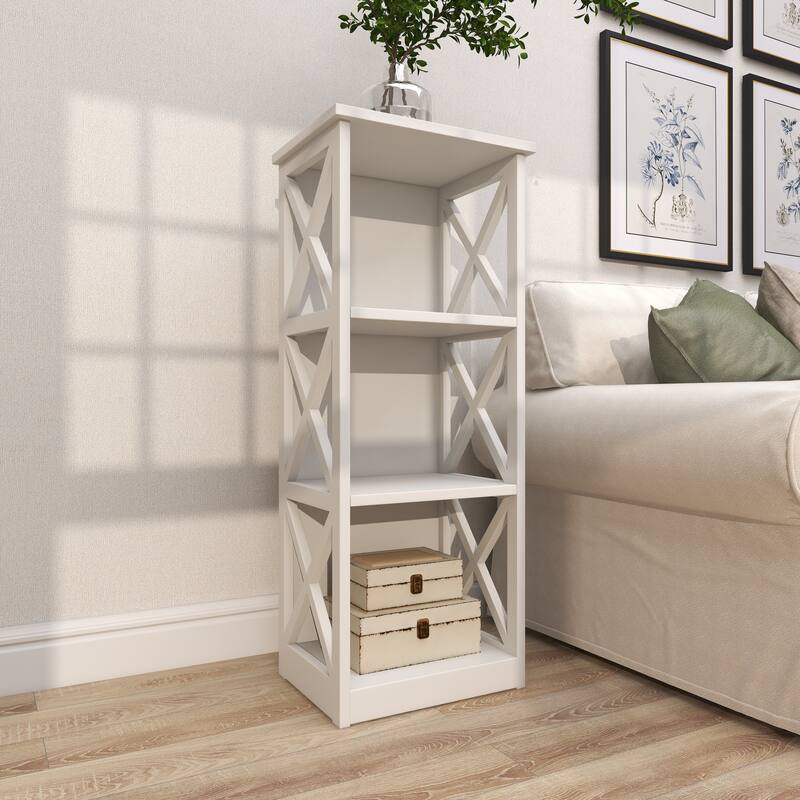 White Wooden 4 Shelves Shelving Unit