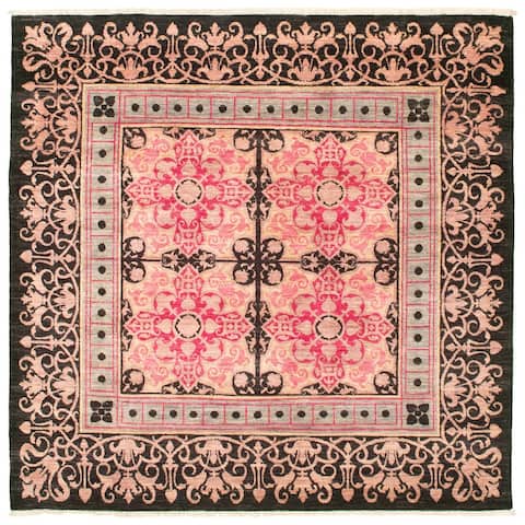 ECARPETGALLERY Hand-knotted Lahore Finest Collection Black Wool Rug - 6'1 x 5'10