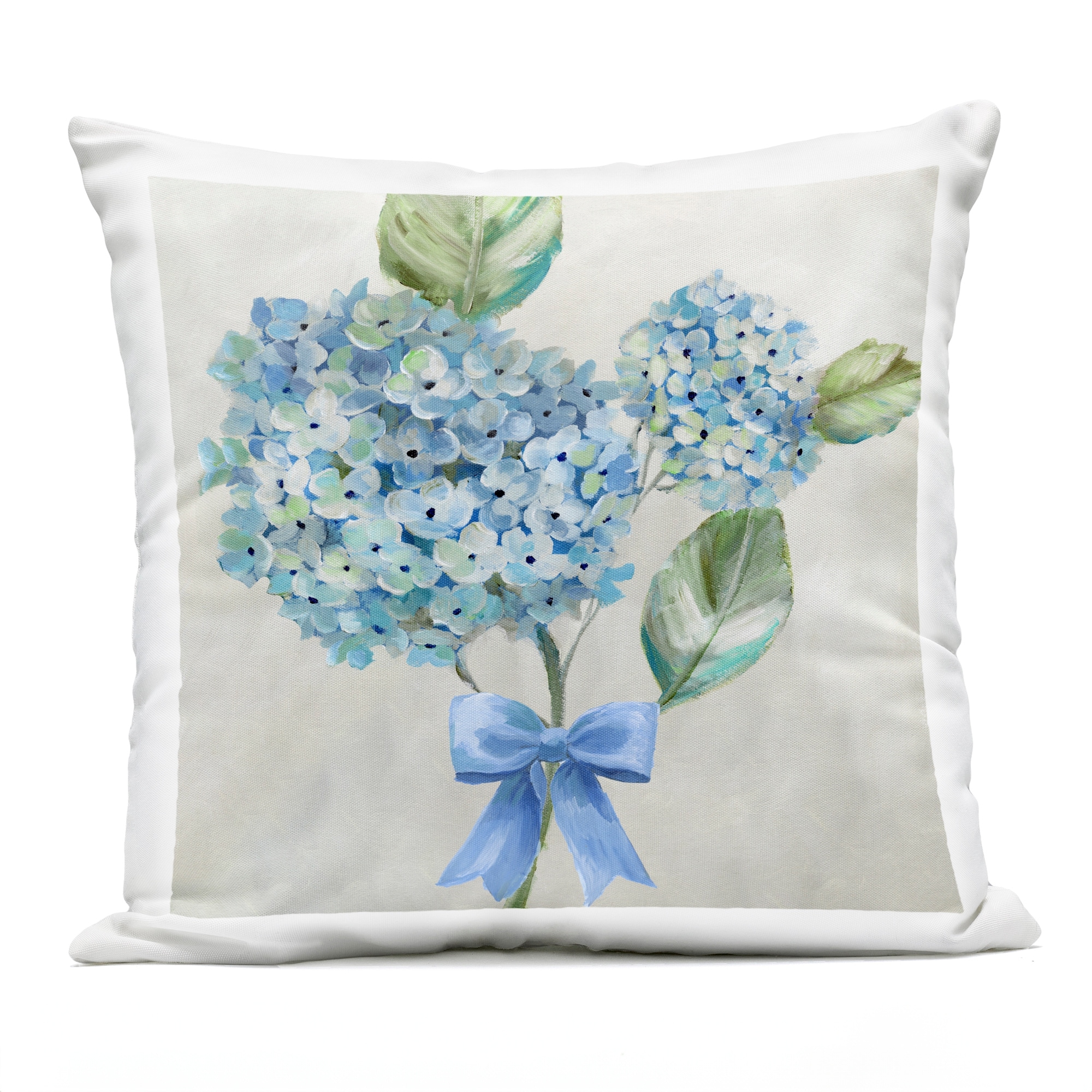 Stupell Blue Bow Hydrangea Beauty Printed Outdoor Throw Pillow Design by Nan