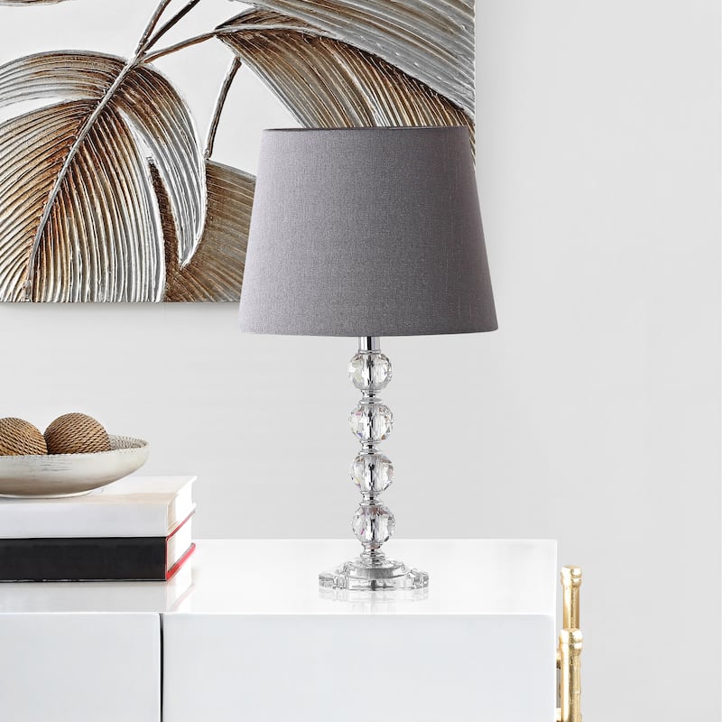 SAFAVIEH Lighting 16-inch Nola Grey Shade Stacked Crystal Ball Table Lamp (Set of 2) - 9"W x 9"D x 16"H