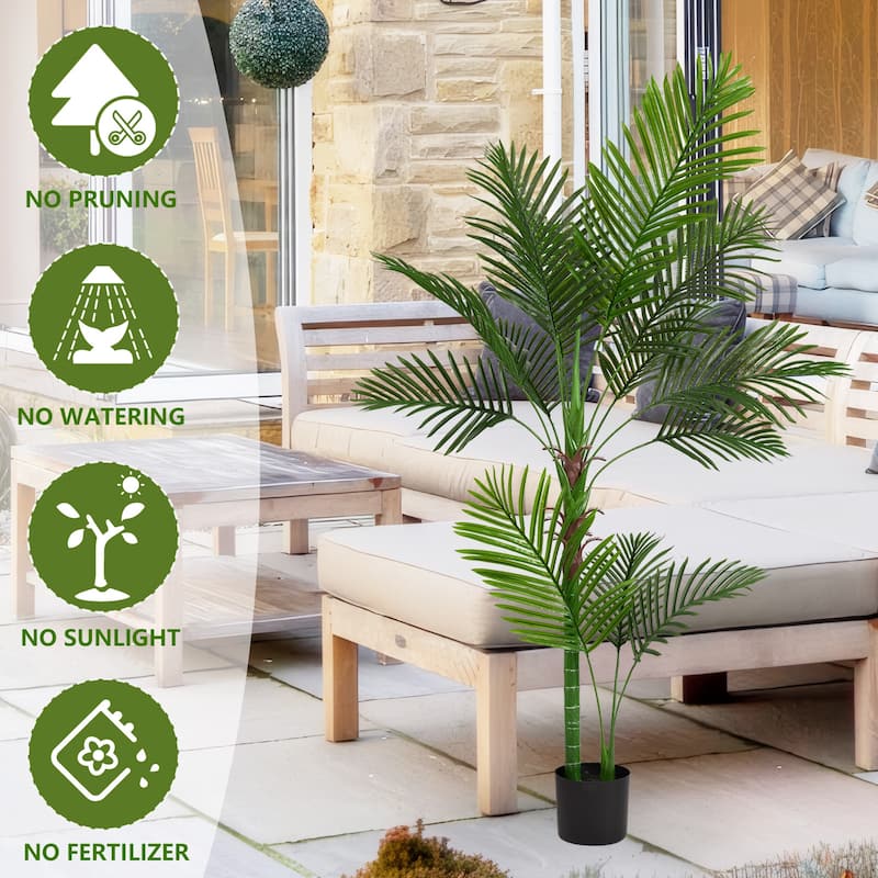 160cm Artificial Single-Stem Travelers Palm with 11 Leaves Potted Plant for Indoor Decor 1pc