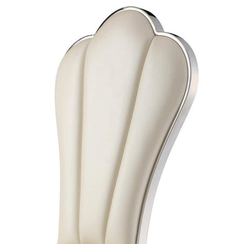 Kuri 23 Inch Dining Chair, Scalloped Back, Vegan Leather, Set of 2, Beige