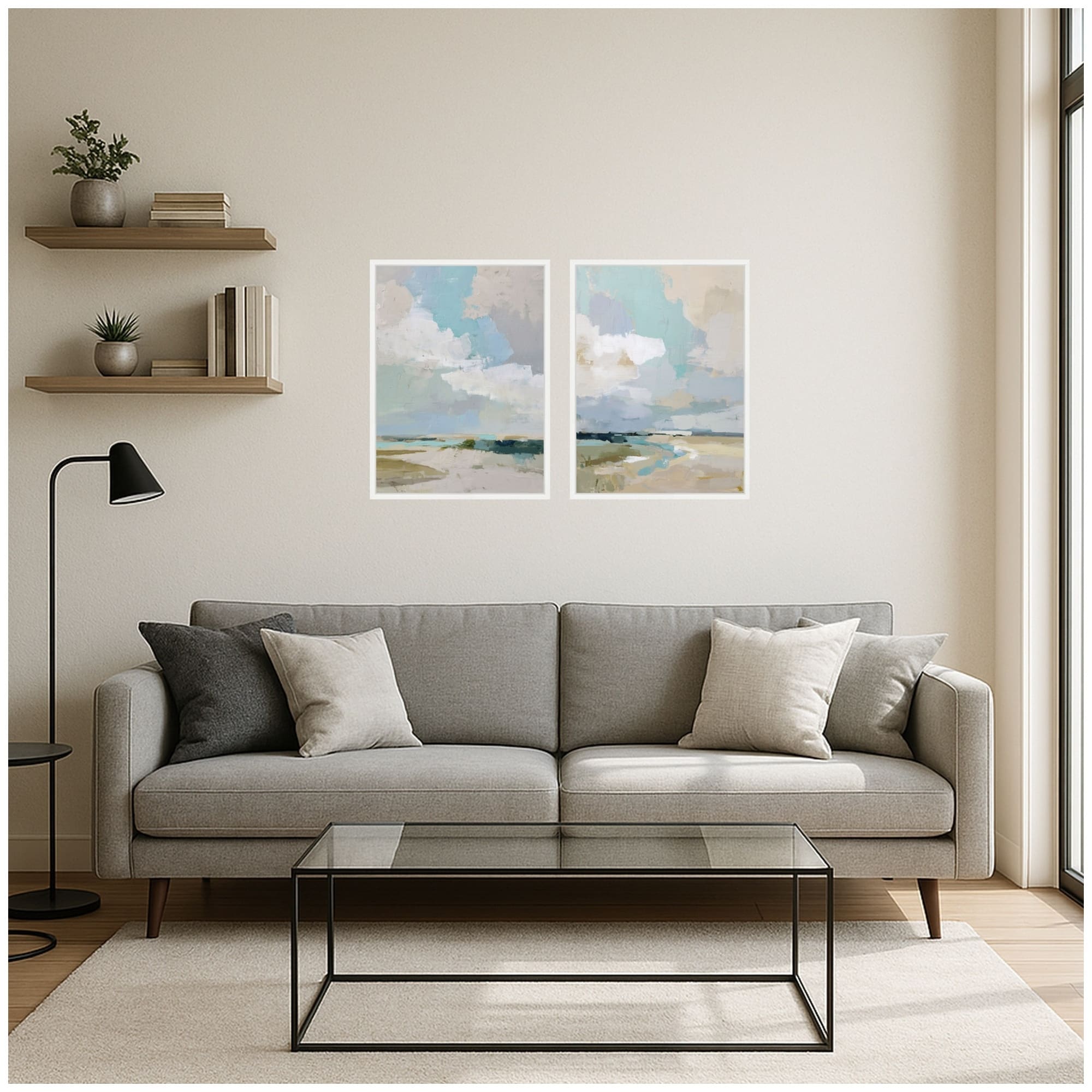 Kate and Laurel Oceanside II 2 Piece Framed Canvas Wall Art Set by Amy Lighthall