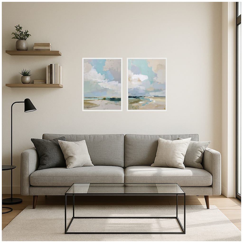 Kate and Laurel Oceanside II 2 Piece Framed Canvas Wall Art Set by Amy Lighthall
