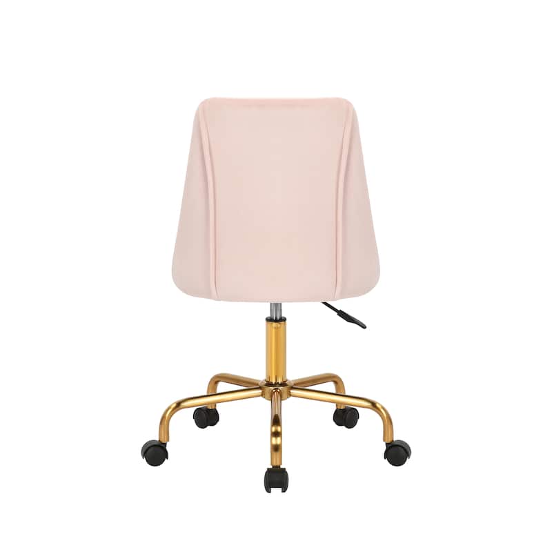 Porthos Home Caia Armless Office Chair, Velvet, Gold Metal Legs