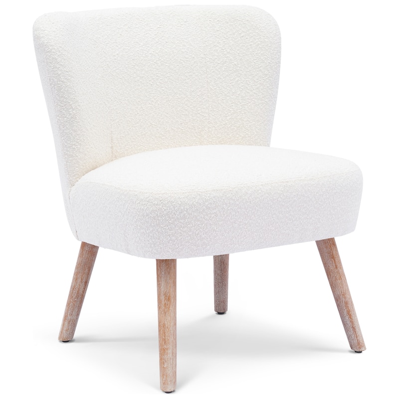 Boucle Polyester Upholstered Armless Accent Chair - Stain Resistant (Set of 2)