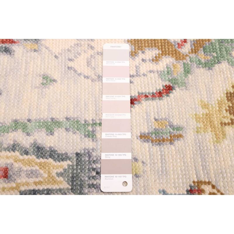 ECARPETGALLERY Hand-knotted Modern Oushak Light Grey Wool Rug - 3'2 x 4'11