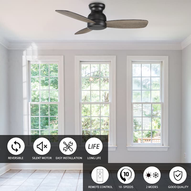 CARRO Quest 44" Indoor Ceiling Fan with Remote-No Light