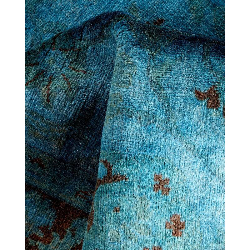 Overton Hand Knotted Wool Vintage Inspired Modern Contemporary Overdyed Blue Area Rug - 3' 2" x 5' 2"