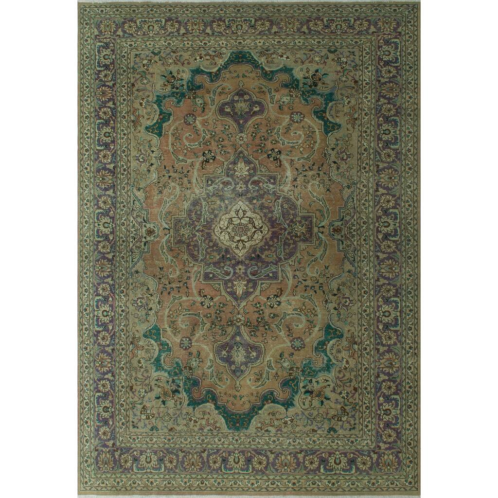 Fine Vintage Distressed Seher Rust/Purple Rug - 7'11" x 11'3"