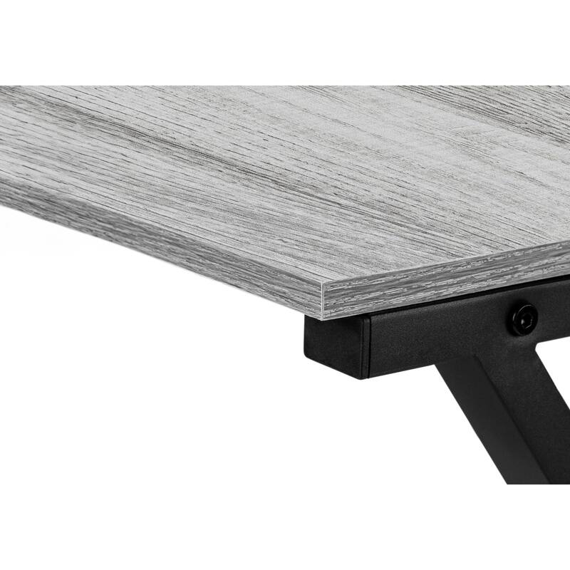 L-Shaped Computer Desk, 55" Grey Laminate, Black Metal, Corner Design, Modern Office