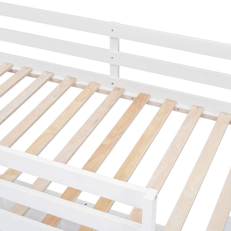 Twin Over Full Bunk Bed with Desk and Drawers, Space-Saving for Bedroom