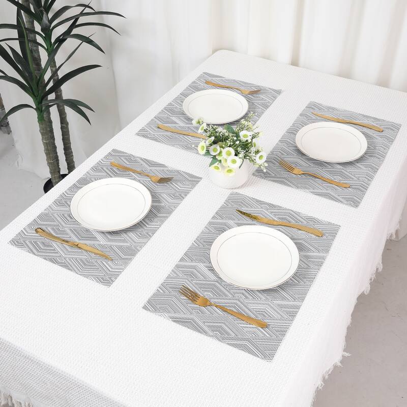 Placemats Set of 8 PVC Table Placemats for Kitchen Dining Table Decor - 18*12Inch
