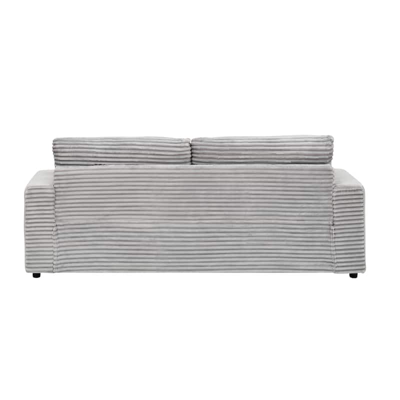 79.3"Corduroy Sofa with 4 Matching Toss Pillows Sleek Design Spacious and Comfortable 3 Seater Couch for Modern Living Room,Gray