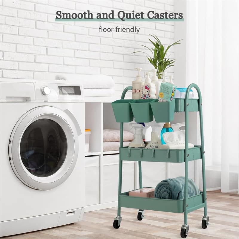 3-Tier Rolling Cart - 12.3"D x 16.1"W x 31.1"H