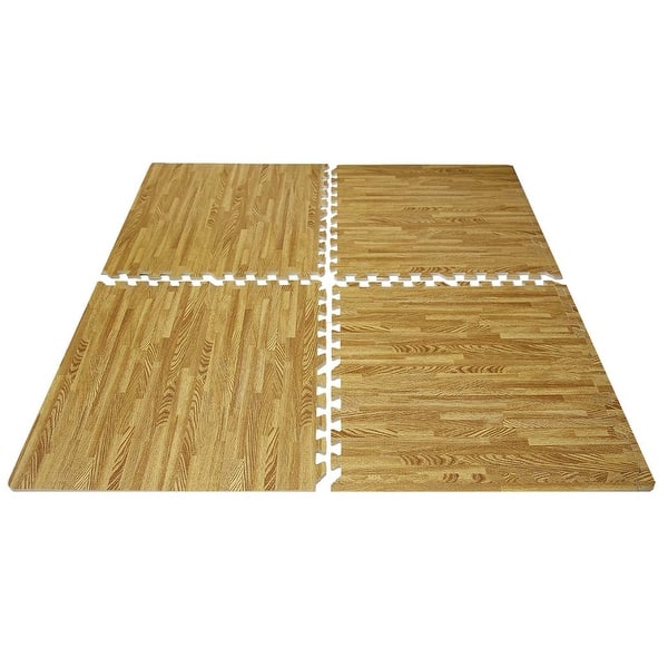Best Step Anti Fatigue Interlocking Foam Tile Mats Wood Grain 21x 21 (4