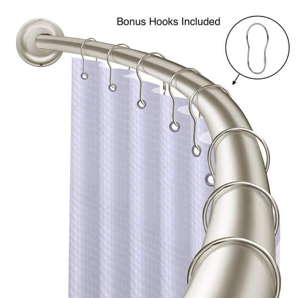 Utopia Alley Rustproof Wall Mounted Single Curved Shower Rod, Aluminum, adjustable from 45" to 72" Wide, Brushed Nickel