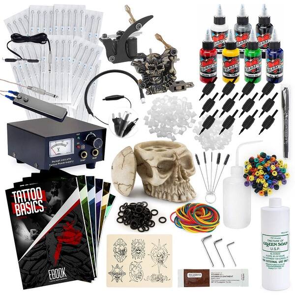Shop Complete Tattoo Set W 2 Machines Power Supply Millennium Mom S Ink Overstock 17630323
