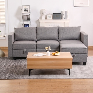 3 Seater Modular Sectional L Shaped Couch with Built-In Storage and ...