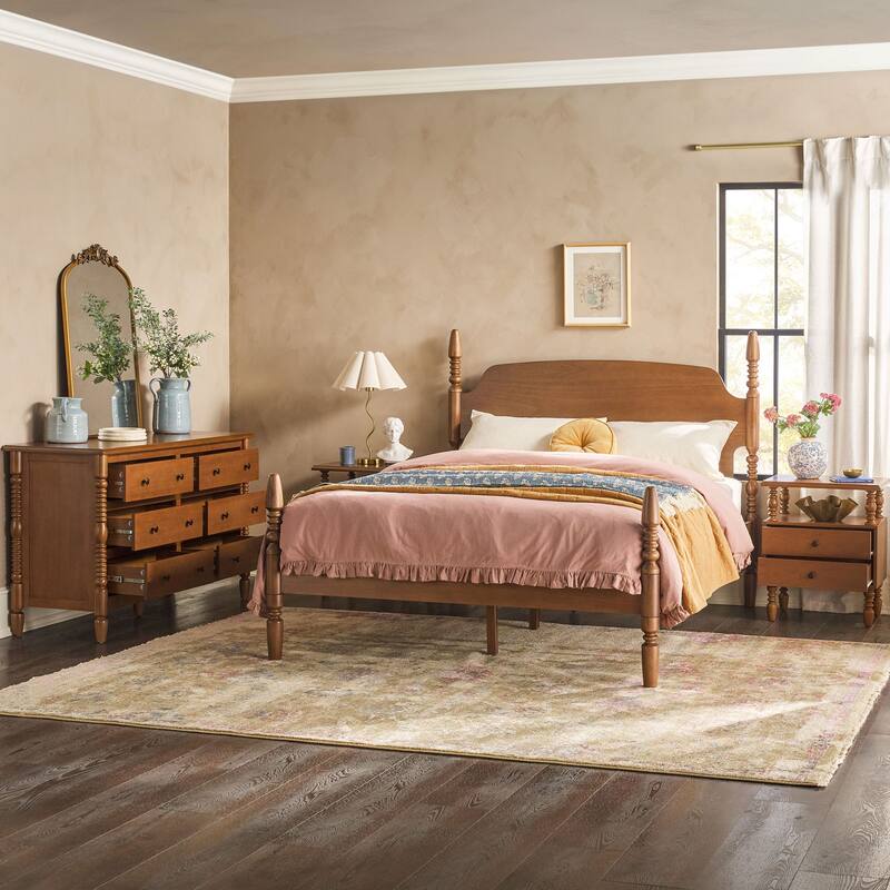 Walker Edison Queen Bed with Dresser and 2-Drawer Nightstands Bedroom Set