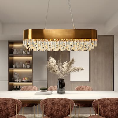 Modern Glam 10-Light Crystal Chandelier Gold Island Lights for Kitchen Island