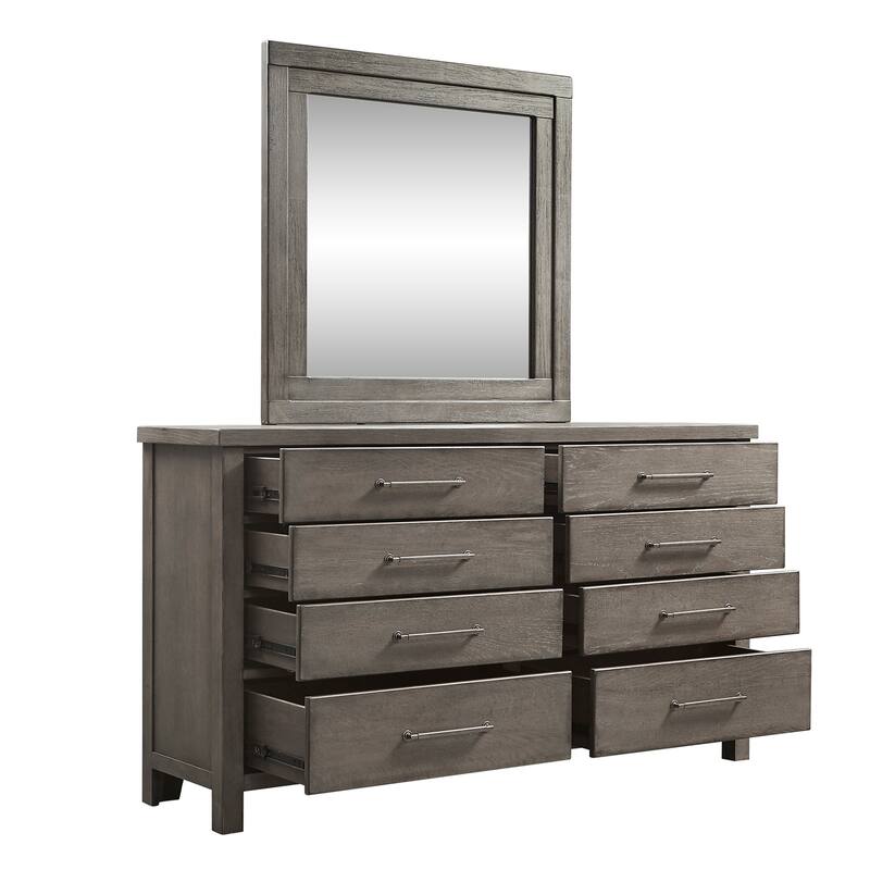 Modern Farmhouse Dusty Charcoal Distressed Dresser & Mirror