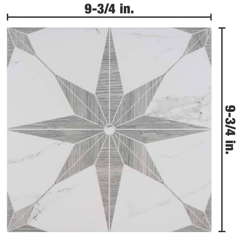 Merola Tile Llama Stella Loire Silver Smoke 9-3/4" x 9-3/4" Porcelain Floor and Wall Tile