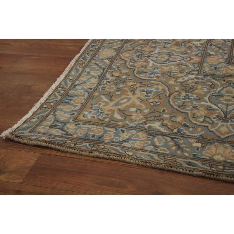 Hand Knotted Oriental 100% Wool Carpet Traditional Floral Brown Kerman Area Rug - 12' 11'' X 9' 7''