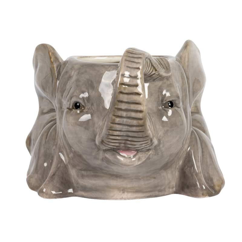 Ceramic Elephant Head Planter - 6.6"L x 6.6"W x 4.8"H