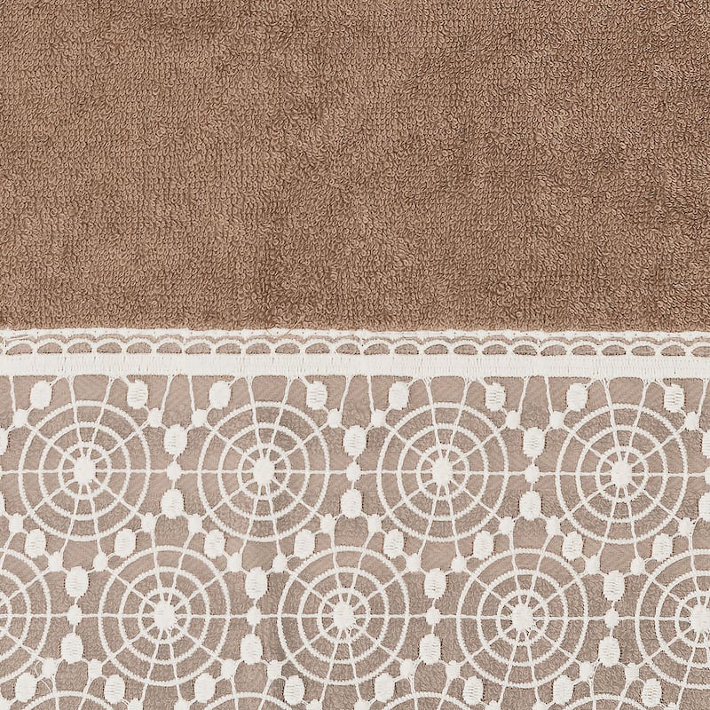 Authentic Hotel and Spa 100% Turkish Cotton Arian Cream Lace Embellished Bath Towel