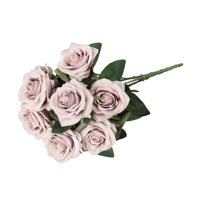 Set of 2 Artificial Queen Rose Flower Stem Bush Bouquet 18in