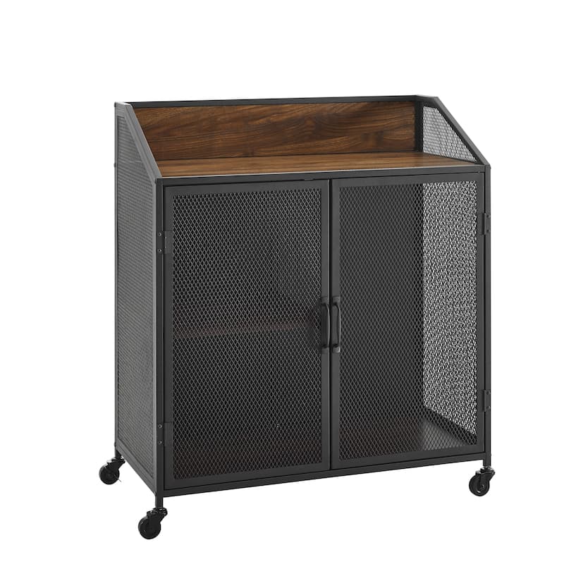Walker Edison Pierpont Industrial Mesh Bar Cabinet