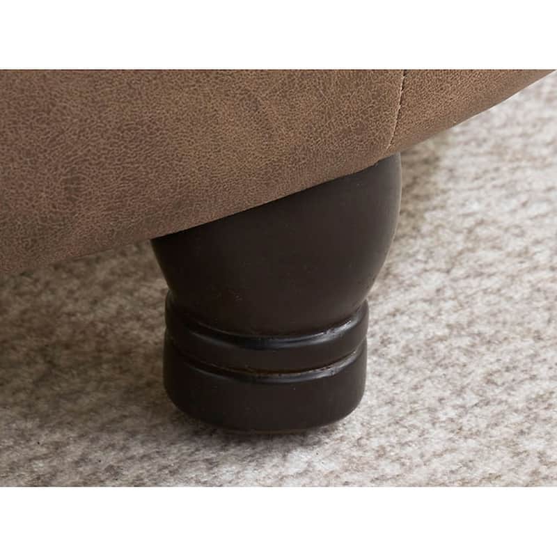 Tufted Round Storage Ottoman, Faux Leather