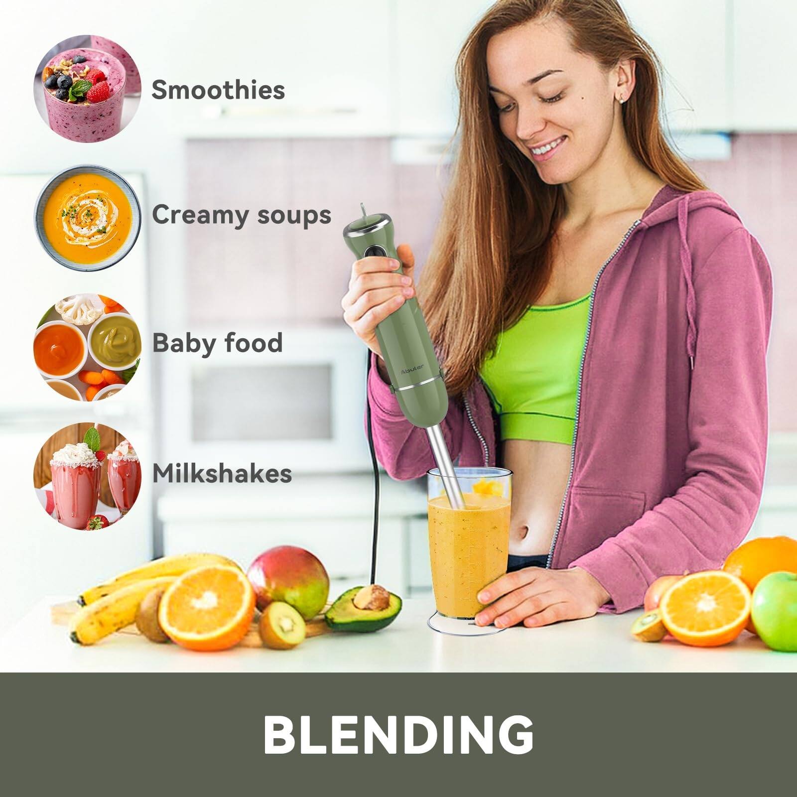 Immersion Blender Handheld 5 in 1 Hand Blender, 800W Hand Mixer Stick