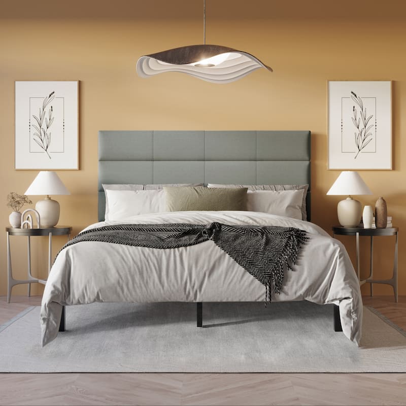 CraftPorch Contemporary Woven Linen Fabric Upholstered Platform Bed