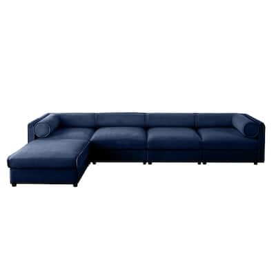 L Shaped Modular Sectional Sofa 142.5" Chenille 4 Seat Couch w/Ottoman