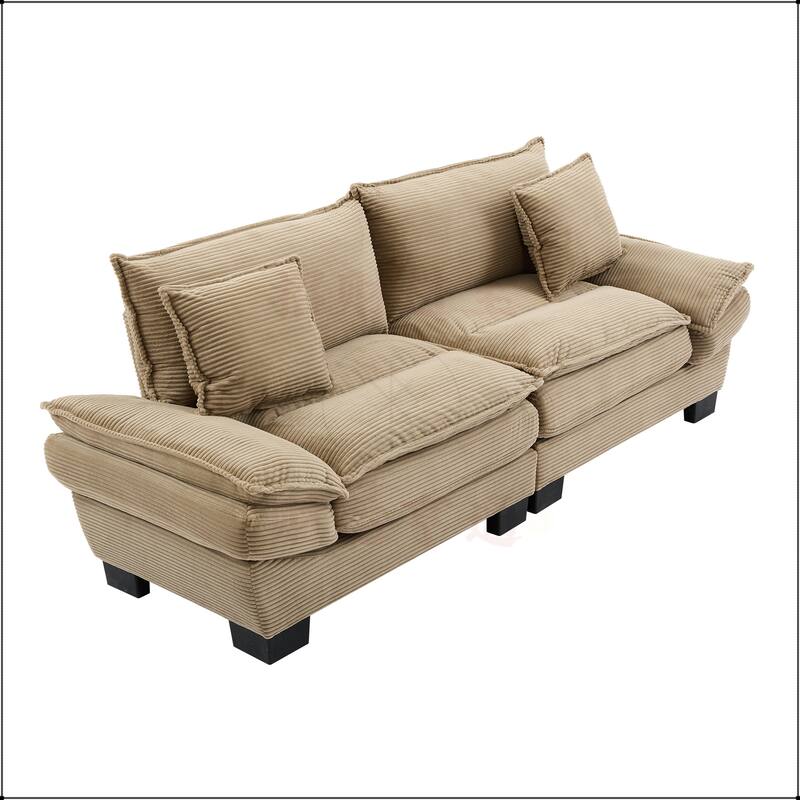 Corduroy Sofa Sleeper with Pillows