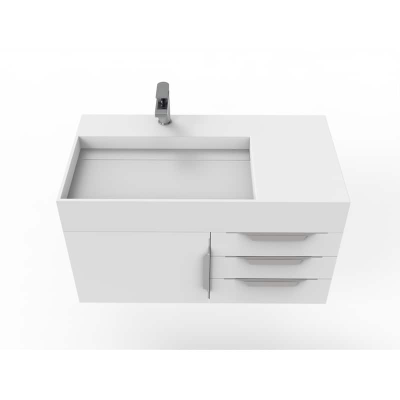Amazon 36" Wall Mounted Bathroom Vanity Set w/ White Top