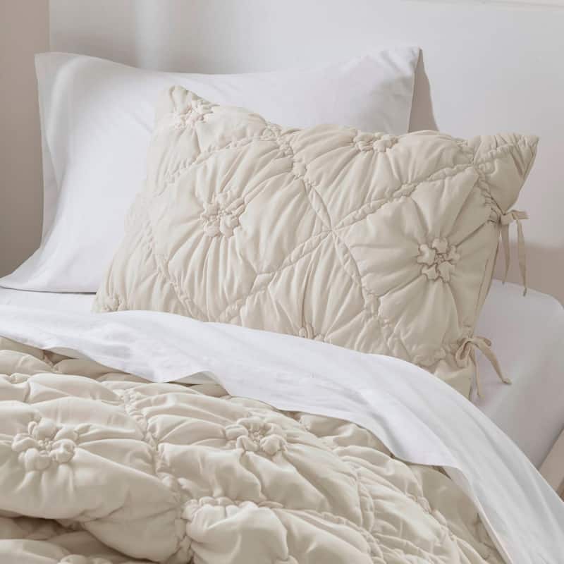 Rossetta 2-Piece Twin Size Extured Floral Cozy Puffy Design Comforter Set