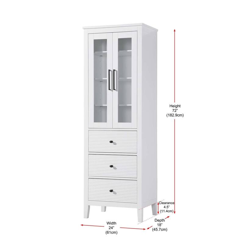 Kensington 16-28 Inch Bath Storage Glass Cabinet